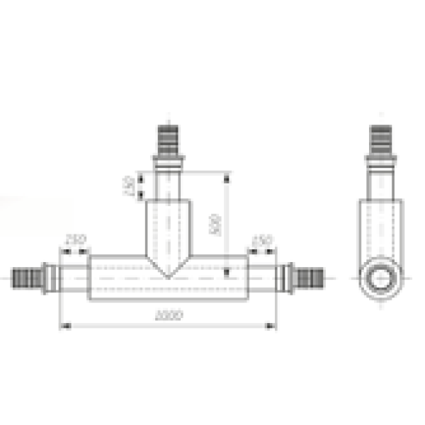Predizolovani čelični T komad DUO 90° FF32/142-FF32/142-FF32/142 - Image 2